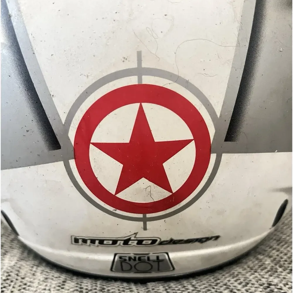 KBC Moto X Combat Offroad Helmet Medium White Camo Red Star WP76-6731M MX ATV